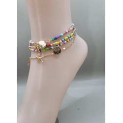 Multi-Layer Handmade Anklet with Charms – Boho Chic Summer Jewelry | Atelier d’Assi