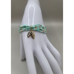 Bracelet multi-rangs en perles – Charms arbre de vie & feuilles | Bijoux femme tendance