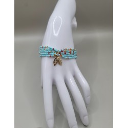 Bracelet multi-rangs en perles – Charms arbre de vie & feuilles | Bijoux femme tendance