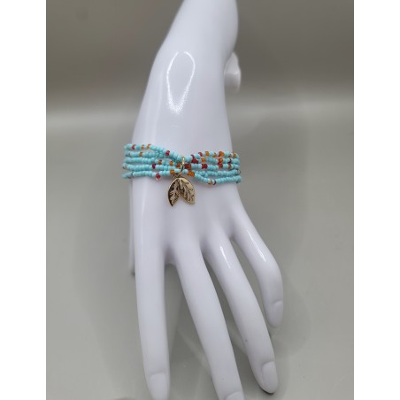 Bracelet multi-rangs en perles – Charms arbre de vie & feuilles | Bijoux femme tendance