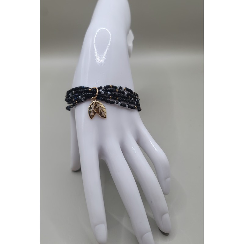 Bracelet multi-rangs en perles – Charms arbre de vie & feuilles | Bijoux femme tendance