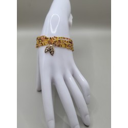 Bracelet multi-rangs en perles – Charms arbre de vie & feuilles | Bijoux femme tendance