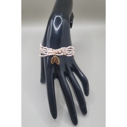 Bracelet multi-rangs en perles – Charms arbre de vie & feuilles | Bijoux femme tendance