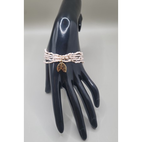 Bracelet multi-rangs en perles – Charms arbre de vie & feuilles | Bijoux femme tendance