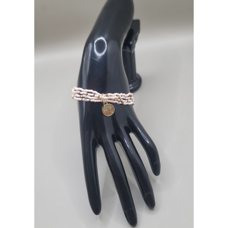 Bracelet multi-rangs en perles – Charms arbre de vie & feuilles | Bijoux femme tendance