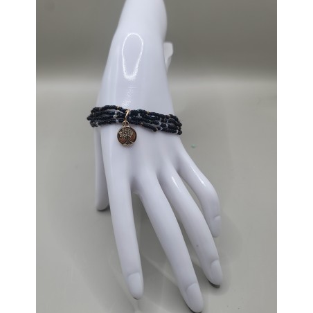 Bracelet multi-rangs en perles – Charms arbre de vie & feuilles | Bijoux femme tendance