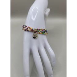 Bracelet multi-rangs en perles – Charms arbre de vie & feuilles | Bijoux femme tendance
