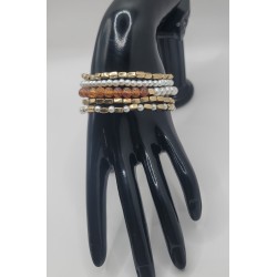 Elegant Multi-Layer Beaded Bracelet – Gold & Crystal Accents | Trendy Women’s Jewelry