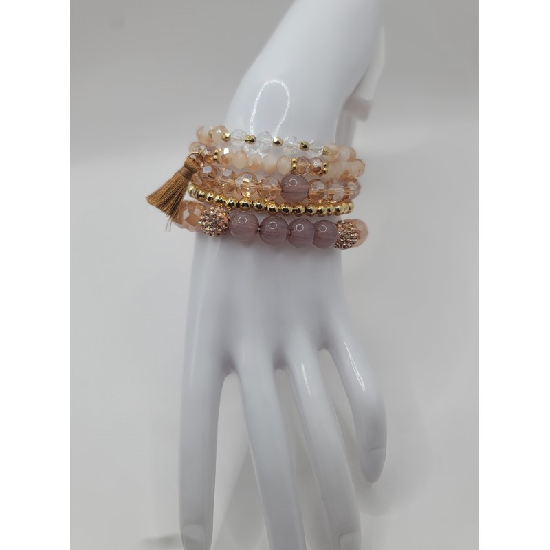 Bracelet multi-rangs élégant – Perles & cristaux dorés | Bijoux femme tendance