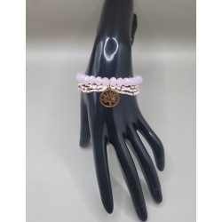 Bracelet multi-rangs en perles – Charms arbre de vie & feuilles | Bijoux femme tendance