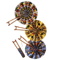 African Wax Fabric Fan – Handmade Folding Fan