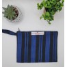 Pochon artisanal en tissu tissé de Guinée | Bleu & noir