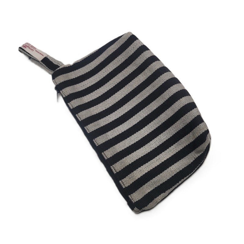 Handmade Woven drawstring from Guinea | Striped Black & white