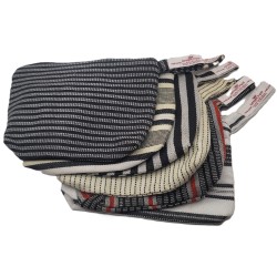 Pochon artisanal en tissu tissé de Guinée | Écru, noir & jaune
