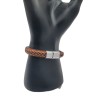 Bracelet Homme Camel Tressé – Anneaux Argentés Gravés | Style Naturel & Tendance