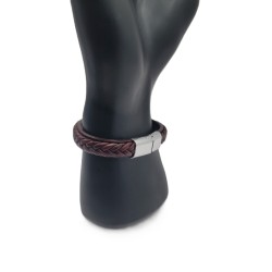 Brown Braided Men’s Bracelet – Engraved Silver Rings | Vintage Masculine Style