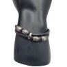 Bracelet Homme Gravé – Live Love Laugh | Cuir Noir & Perles Métalliques