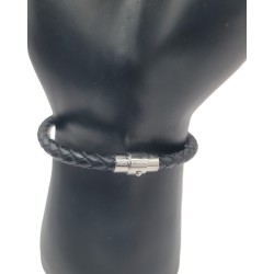 Bracelet Homme Multi-Lanières Noir – Anneaux Argentés | Style Moderne & Élégant