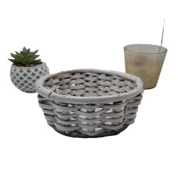 Panier osier blanc artisanal – vide-poche bohème naturel