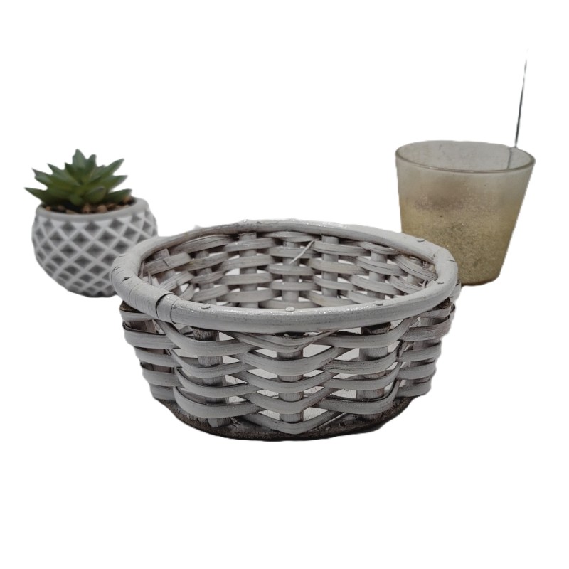 Panier osier blanc artisanal – vide-poche bohème naturel