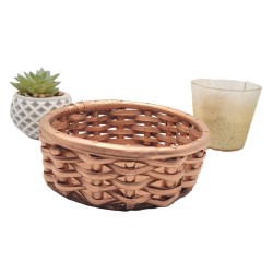 Panier artisanal en osier cuivré – Vide-poche bohème chic fait main