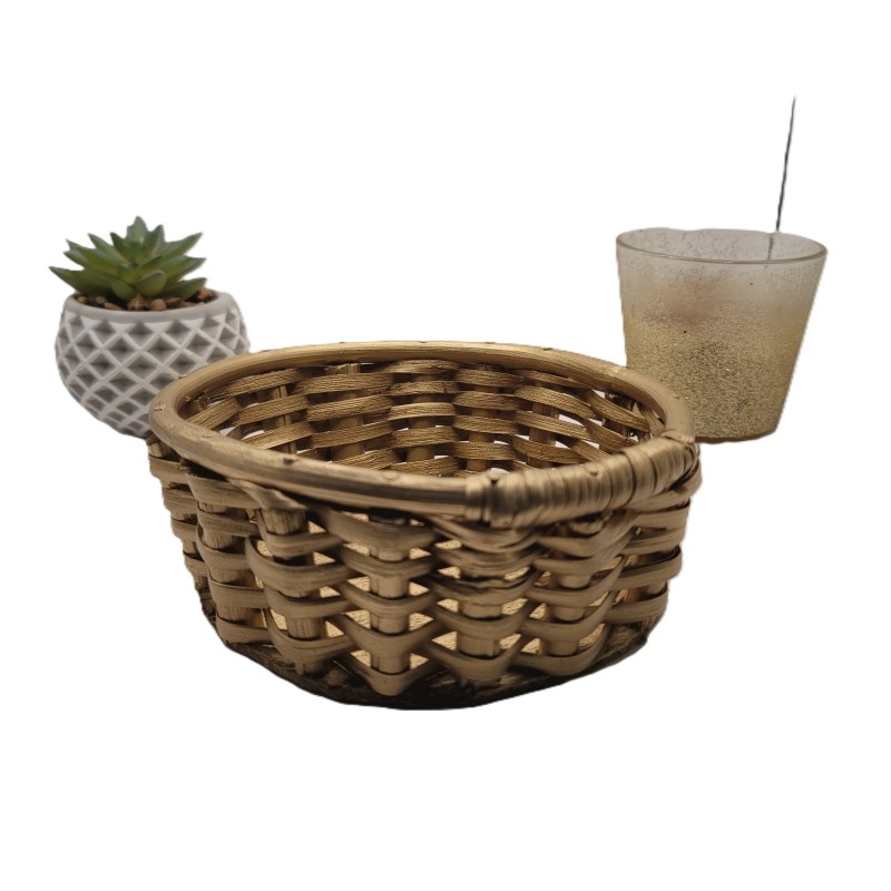Panier osier doré artisanal – vide-poche bohème chic