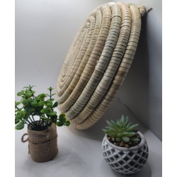 Panier à fruit artisanal rond beige – Vannerie tressée main de Guinée