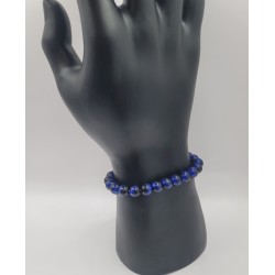 Bracelet Homme Bleu Profond Œil-de-Tigre avec Touches Noires | Bijou Élégant