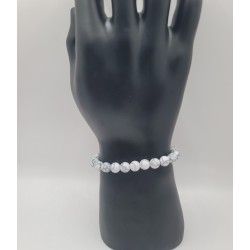 Bracelet Homme Howlite Blanche Veinée | Bijou Pierre Naturelle