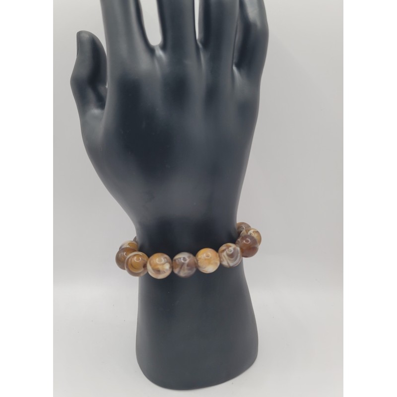 Men’s Caramel Beaded Bracelet | Unique Marbled Stone Jewelry