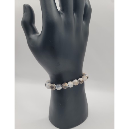 Men’s Light Grey Beaded Bracelet | Neutral Elegant Jewelry