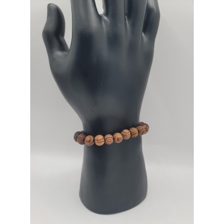 Bracelet Homme Bois Naturel | Perles Artisanales Veinées