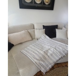 Handmade Sofa Throw Blue Cream – Burkina Textile | L’Atelier d’Assi