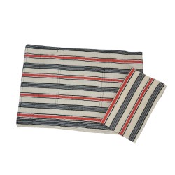 Set de table artisanal jaune noir écru en coton tissé main de Guinée. Élégant, chaleureux et parfait pour une table ethnique chi