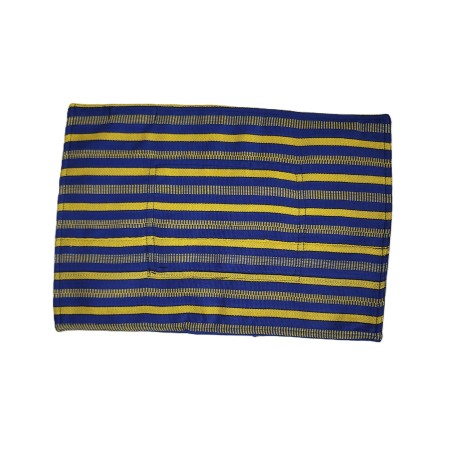 Set de table artisanal bleu et jaune en coton tissé main de Guinée. Une pièce chaleureuse, durable et pleine de caractère.