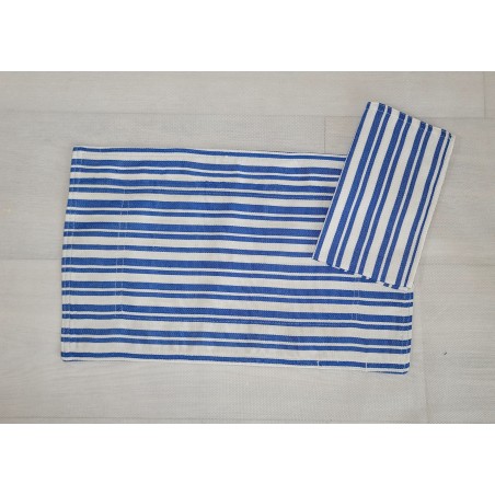 Set de table artisanal bleu roi et écru | L’Atelier D’Assi