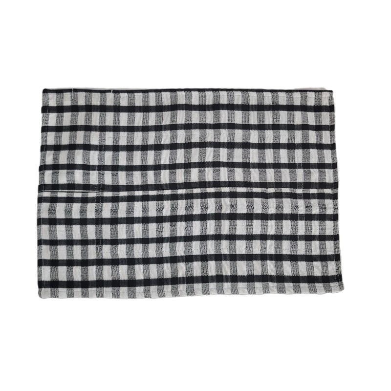 Set de table artisanal carreaux noir et écru | L’Atelier D’Assi