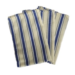 Serviette de table artisanale bleu profond noir écru | L’Atelier D’Assi