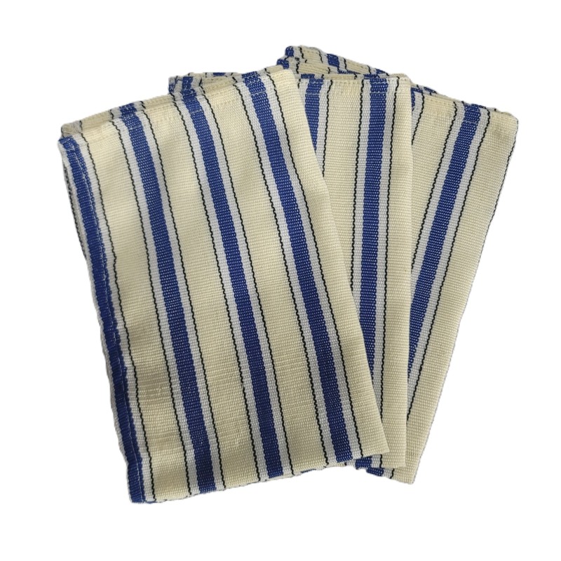 Serviette de table artisanale bleu profond noir écru | L’Atelier D’Assi