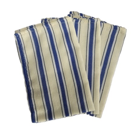 Serviette de table artisanale bleu profond noir écru | L’Atelier D’Assi