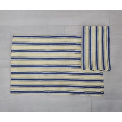 Serviette de table artisanale bleu profond noir écru | L’Atelier D’Assi