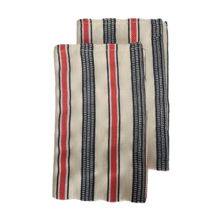 Serviette de table artisanale rouge noir écru | L’Atelier D’Assi