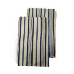 Serviette de table artisanale bleu profond noir écru | L’Atelier D’Assi