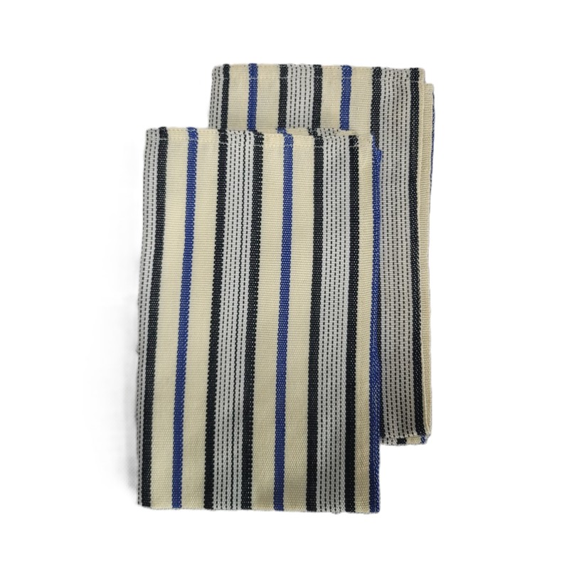 Serviette de table artisanale bleu profond noir écru | L’Atelier D’Assi