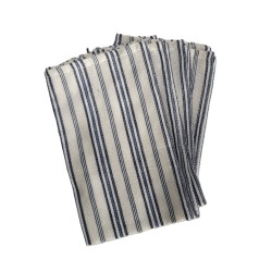 Serviette artisanale coton tissé – Rayures rouges | L’Atelier d’Assi