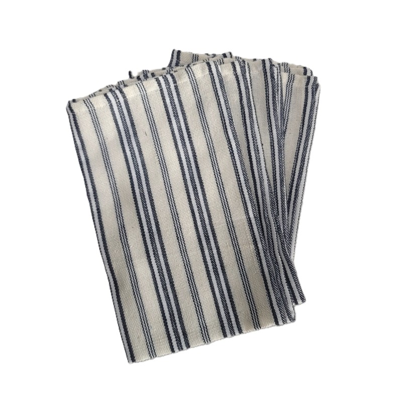 Serviette de table artisanale écru et noir | L’Atelier D’Assi