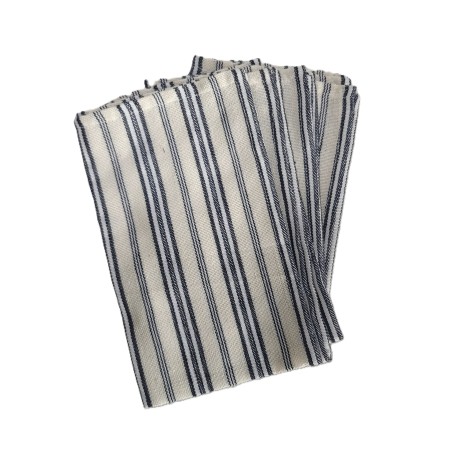 Serviette artisanale coton tissé – Rayures rouges | L’Atelier d’Assi