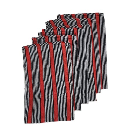 Handwoven Cotton Towel Red Stripes – L’Atelier d’Assi