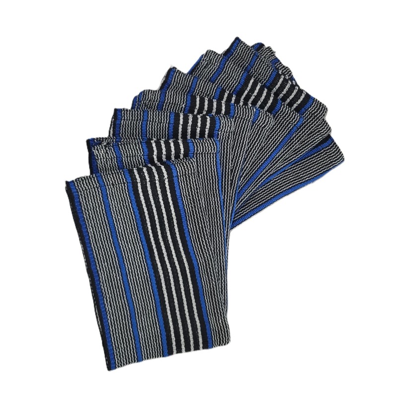 Serviette de table artisanale noir blanc bleu roi | L’Atelier D’Assi