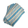 Serviette de table artisanale écru et bleu turquoise | L’Atelier D’Assi